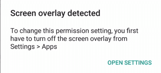 Sobreposição de tela detectada