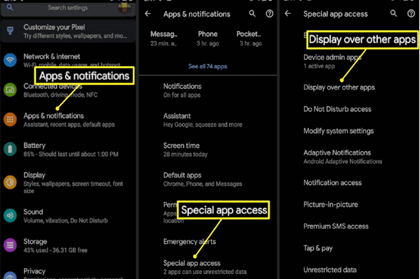 Sobreposição de tela detectada