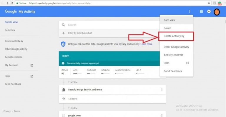 limpar o histórico de pesquisa no telefone Android