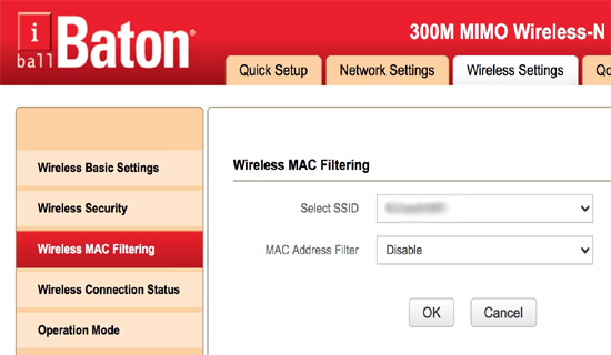 Wireless MAC Filtering.