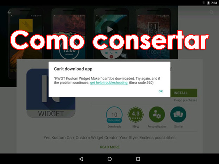 corrigir o erro 920 na Google Play Store