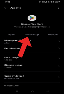 Código de erro Android 505 Play Store
