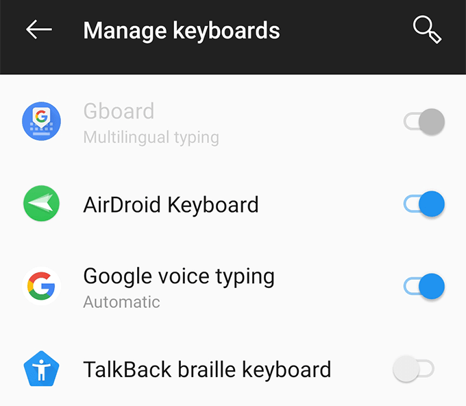 Gboard não funcionamento erro no dispositivo Android