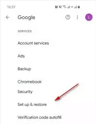 Configurar e restaurar.