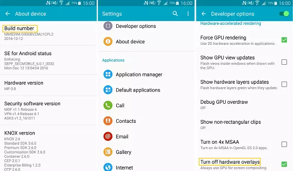Desativar sobreposições de hardware