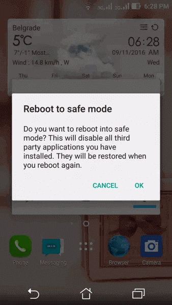inicializar o dispositivo no modo de segurança