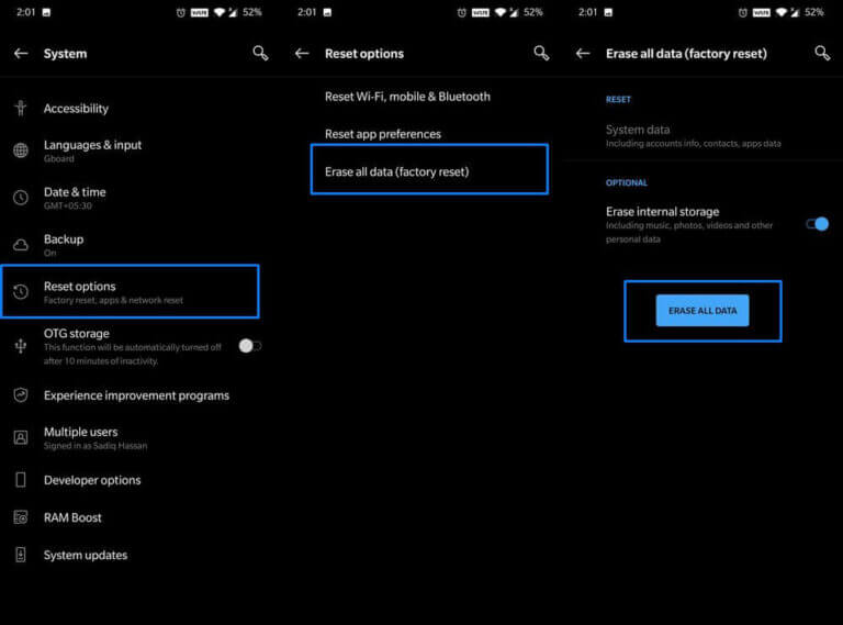 Apagar todos os dados (Redefinição de fábrica).