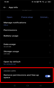 Remover permissões e liberar espaço