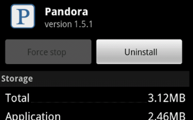 desinstalar o aplicativo Pandora