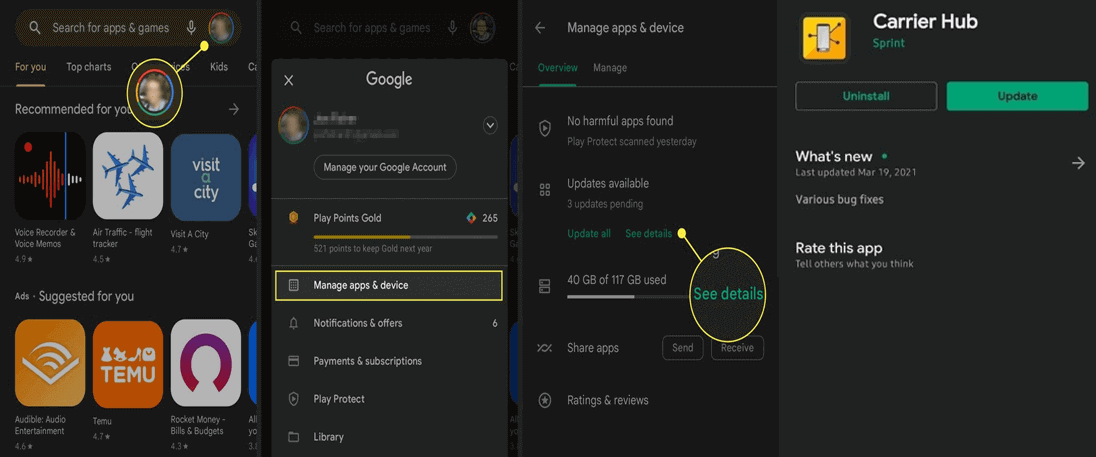 solicitações de processamento de hub de operadora
