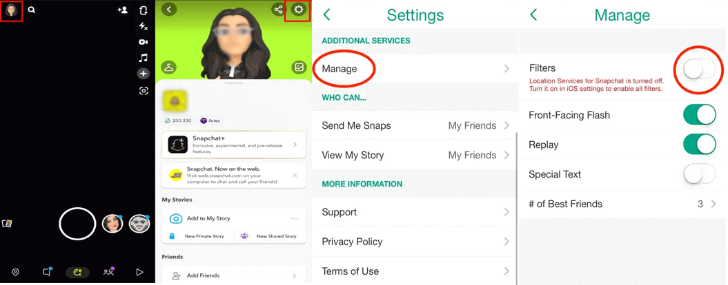 os filtros do Snapchat não funcionam no Android