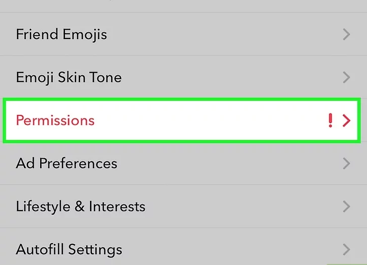 Permitir Câmera Acesso no Snapchat