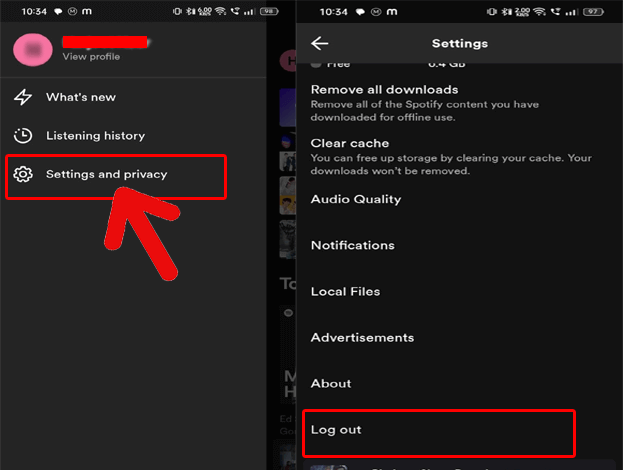 faça login novamente em sua conta Spotify
