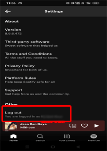 faça login novamente na sua conta do Spotify