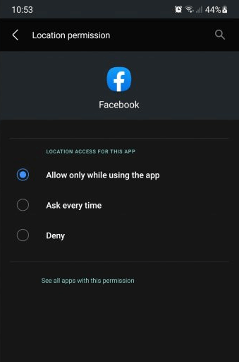 Permitir apenas durante o uso do aplicativo