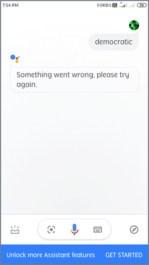 Google Assistant Algo deu errado, tente novamente Erro