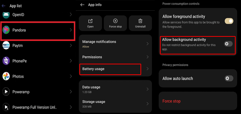 Pandora travandos Keeps no Android