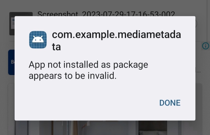 App not installed as package appears to be invalid