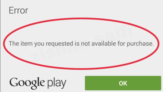 The Item You Requested Is Not Available for Purchas